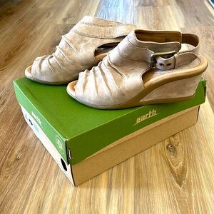 Earth Adina peep toe wedge heeled leather shoes